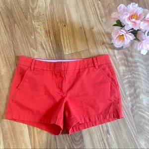 J Crew Orange 4 Inch Chino Shorts 4”  12